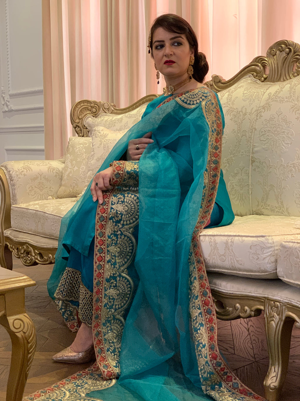 The Teal Silk Zari Heritage Suit