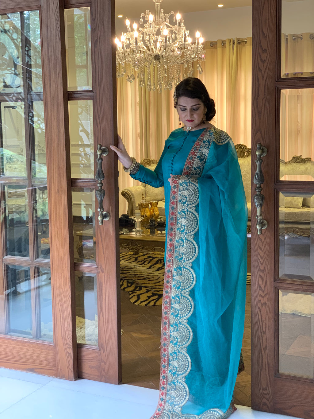 The Teal Silk Zari Heritage Suit
