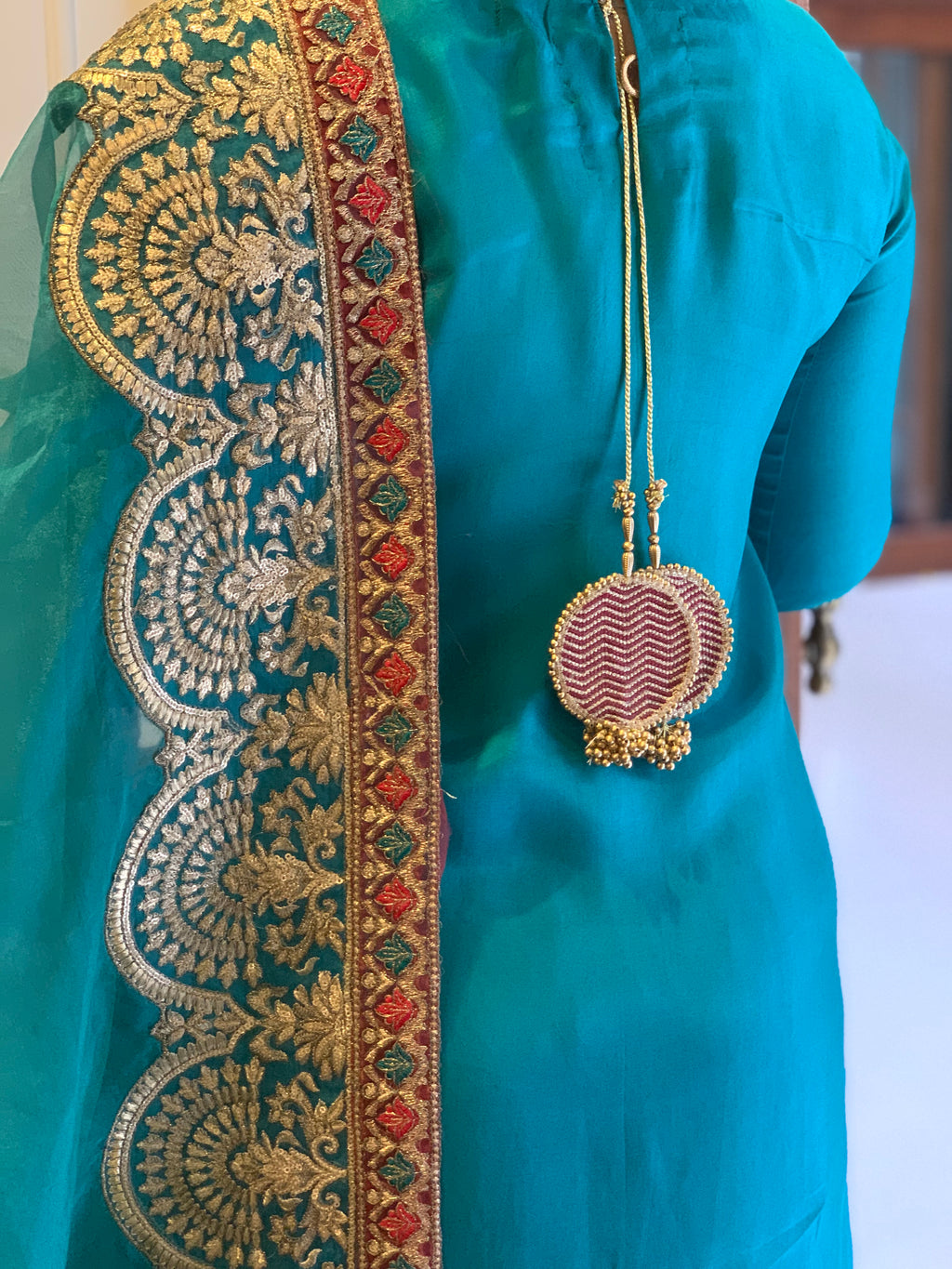 The Teal Silk Zari Heritage Suit