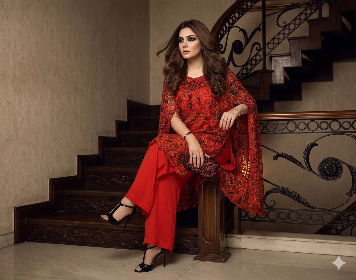 The Crimson Lace Cape Set