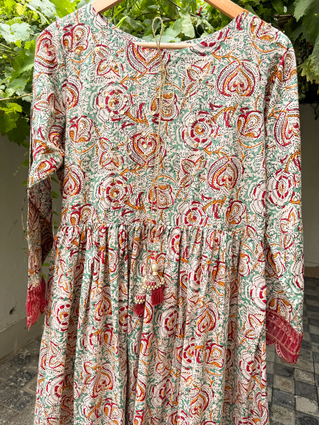 Heritage Heart- Earthy Ajrak-Inspired Printed Anarkali