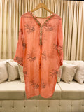 Oriental Peach Embellished Net Kurta